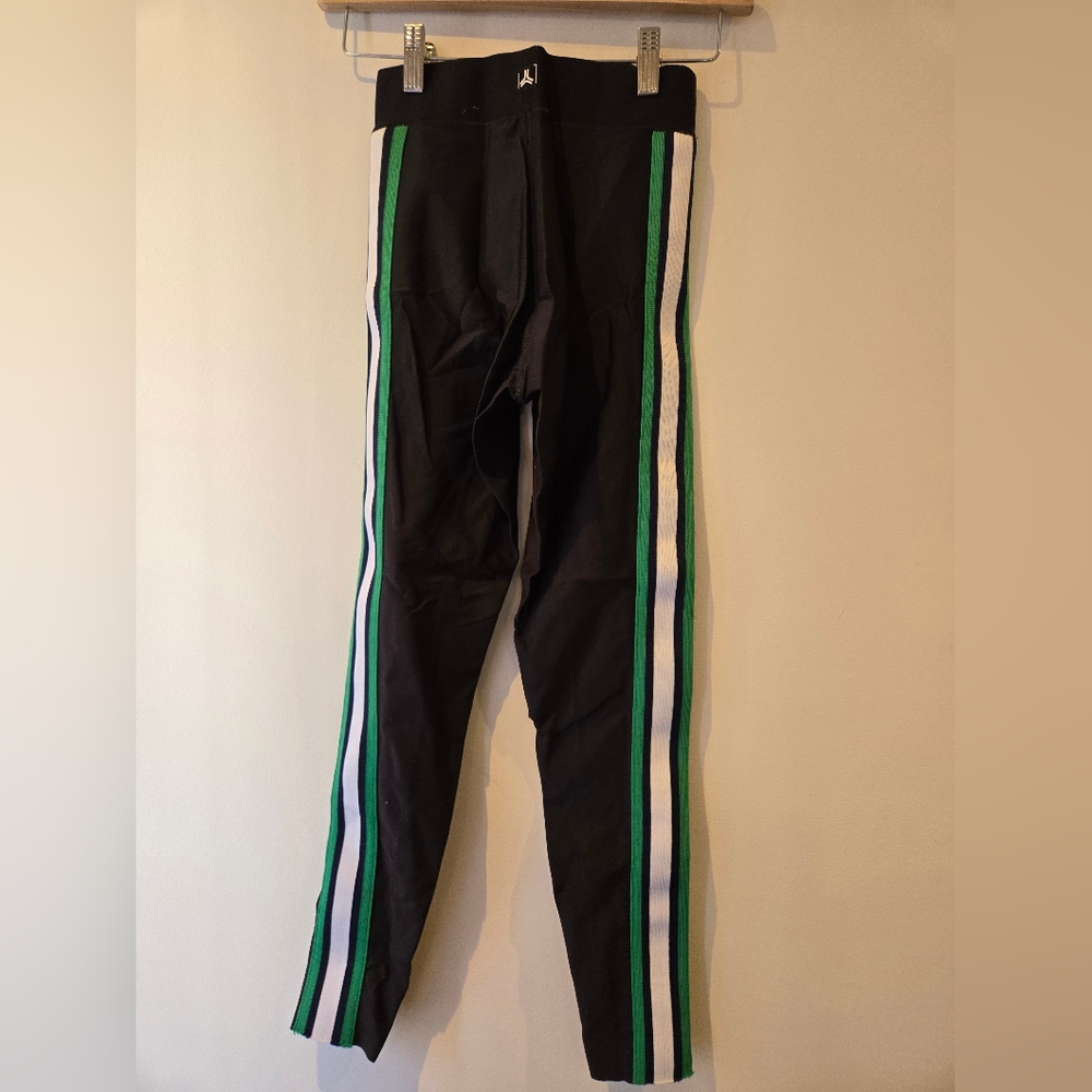 Ultracor Black Leggings with Green Stripe Size Small